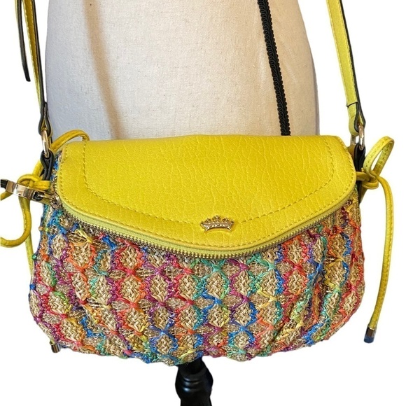 JUICY Couture Rainbow Woven Crossbody Adjustable Strap Y2K Colorful Ties - Picture 5 of 13